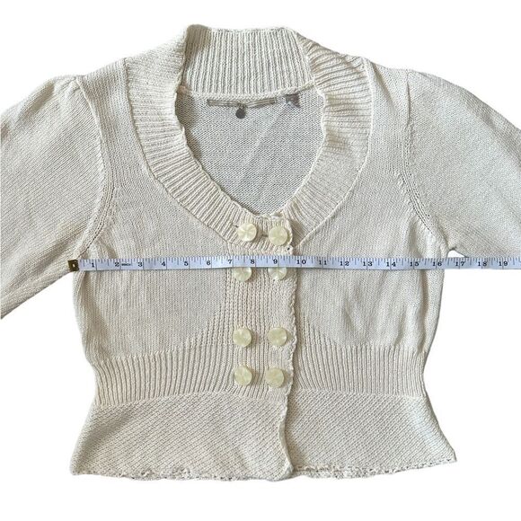Anthropologie Knitted & Knotted Cottagecore Knit Top in Cream Medium - Picture 10 of 14